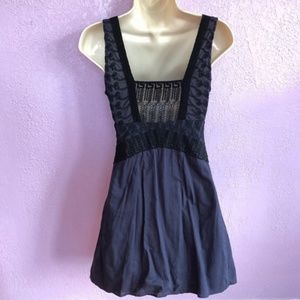 Free People Navy & Black Lace Tank Top